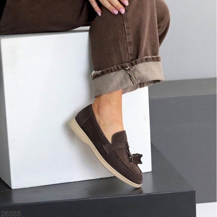 Лофери жіночі натуральна замша колір-сірий 36,38,39,40,41р