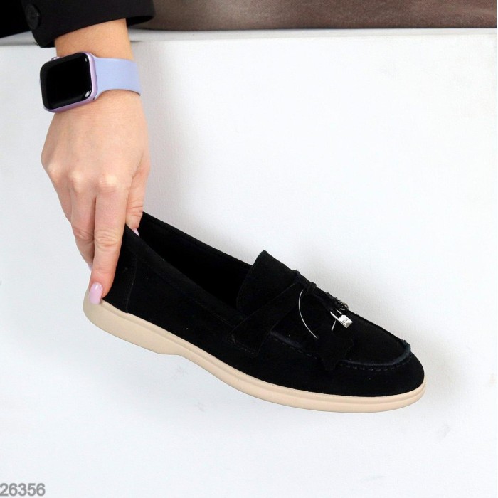 Лофери жіночі натуральна замша чорні 36,37,38,39,40,41р