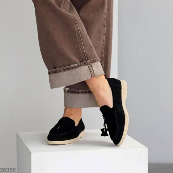 Лофери жіночі натуральна замша чорні 36,37,38,39,40,41р