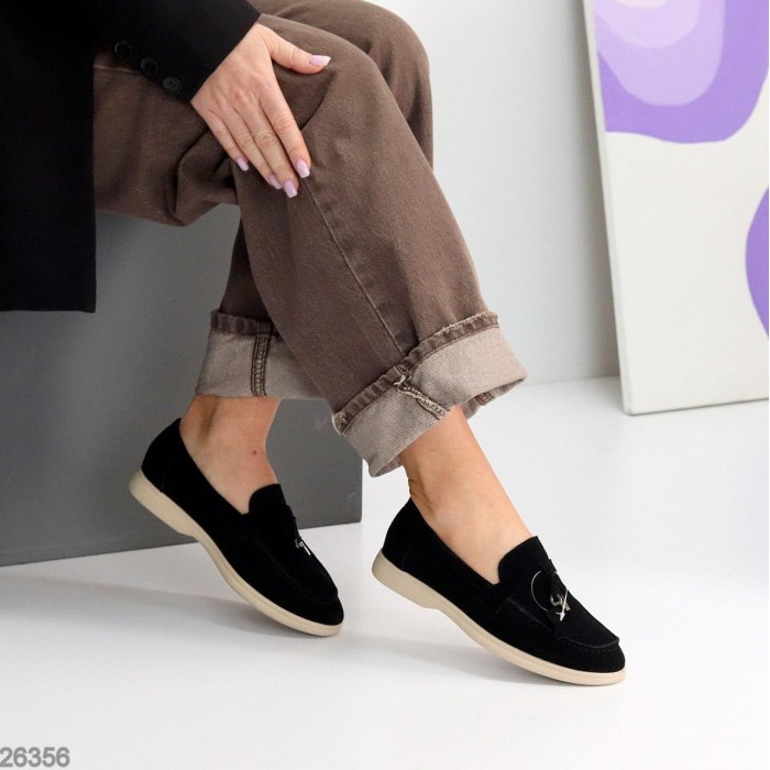 Лофери жіночі натуральна замша чорні 36,37,38,39,40,41р