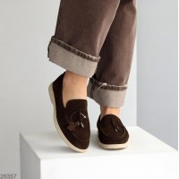 Лоферы женские натуральная замша цвет-шоколад 36,38,39,40,41р