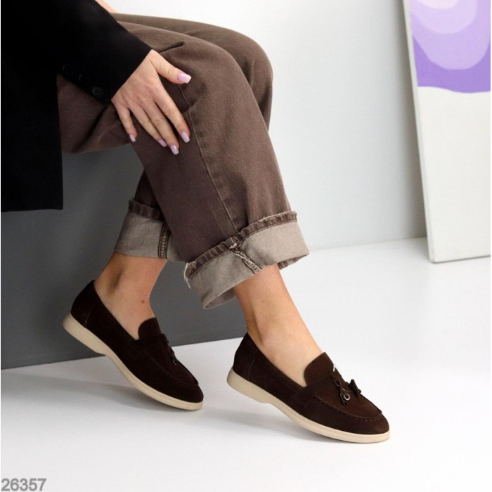 Лофери жіночі натуральна замша колір-шоколад 36,38,39,40,41р