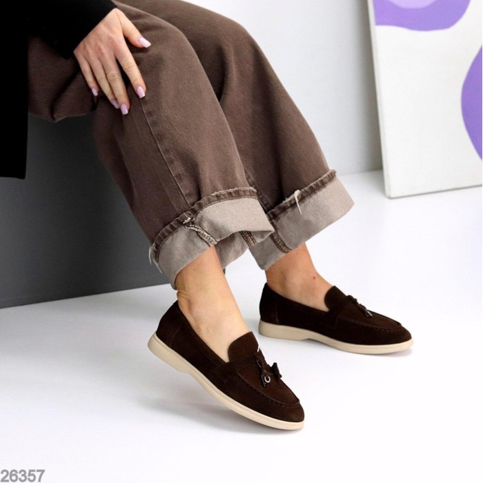 Лофери жіночі натуральна замша колір-шоколад 36,38,39,40,41р