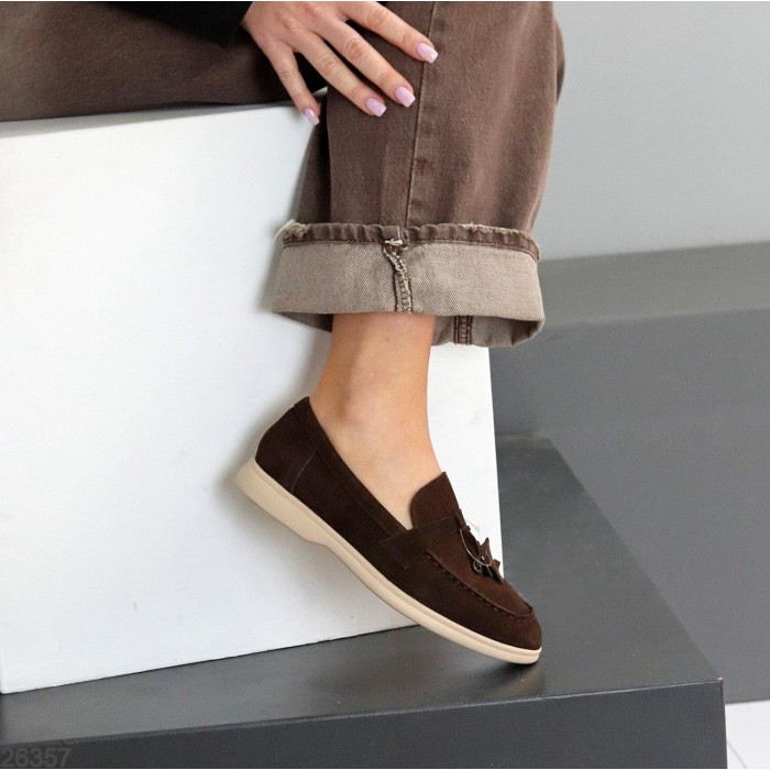 Лофери жіночі натуральна замша колір-шоколад 36,38,39,40,41р