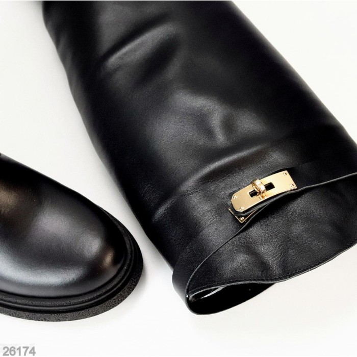 Чоботи жіночі натуральна шкіра чорні деми 37р