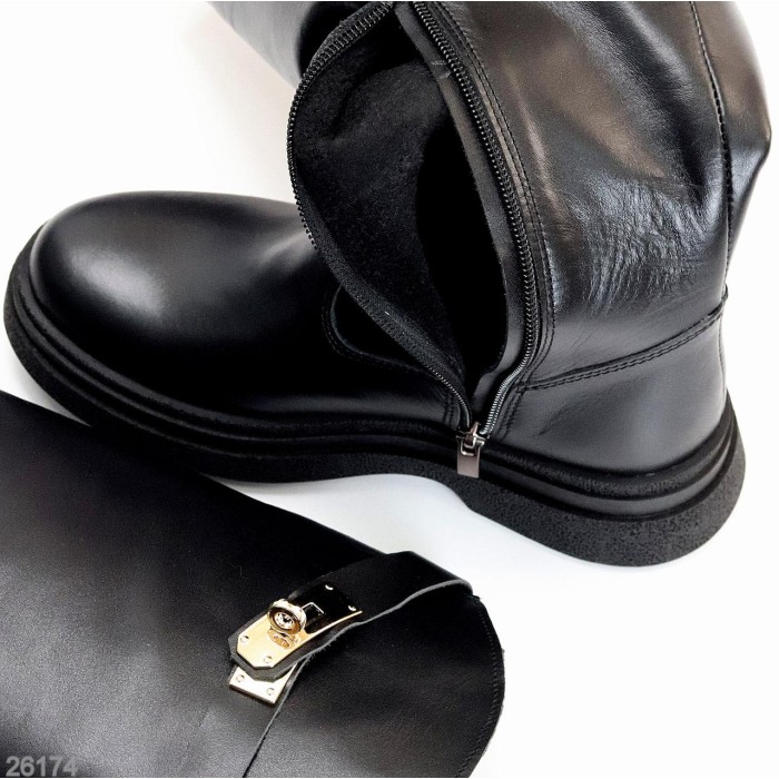 Чоботи жіночі натуральна шкіра чорні деми 37р