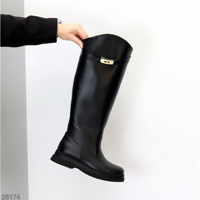 Чоботи жіночі натуральна шкіра чорні деми 37р