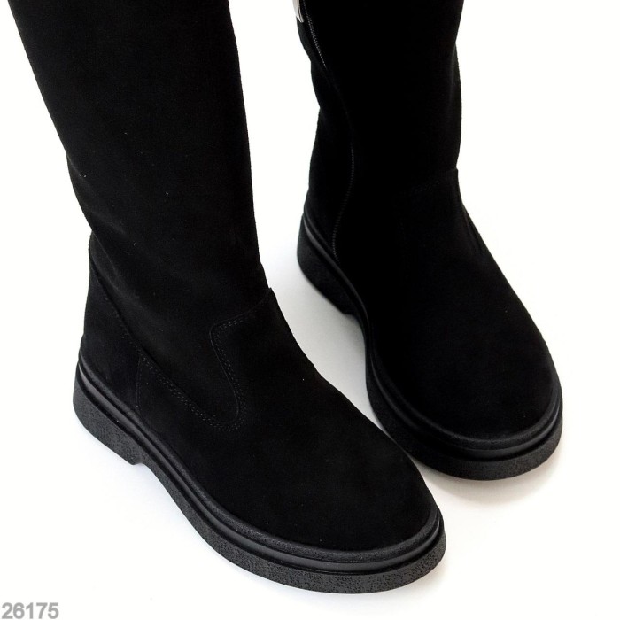 Чоботи жіночі натуральна замша колір-чорний демі 36,37,38р