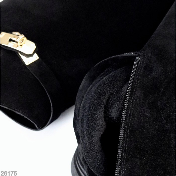Чоботи жіночі натуральна замша колір-чорний демі 36,37,38р