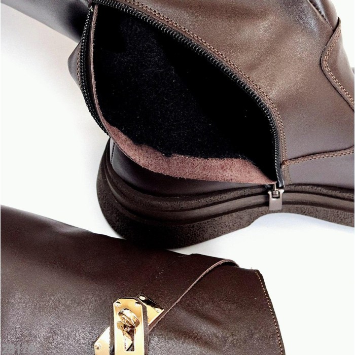 Чоботи жіночі натуральна-шкіра колір-шоколад демі 40р.