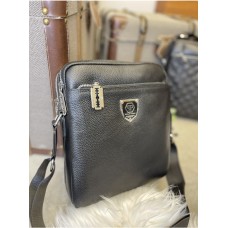 Чоловіча сумка 3 відділення  натуральна шкіра Чорна