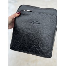 Чоловіча сумка 3 відділення натуральна шкіра Чорна