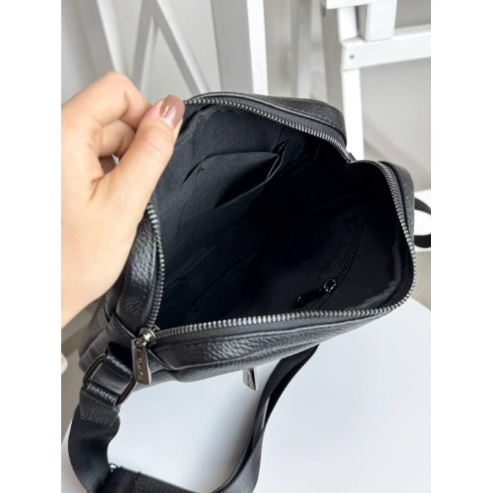 Чоловіча сумка натуральна преміум  шкіра Чорна