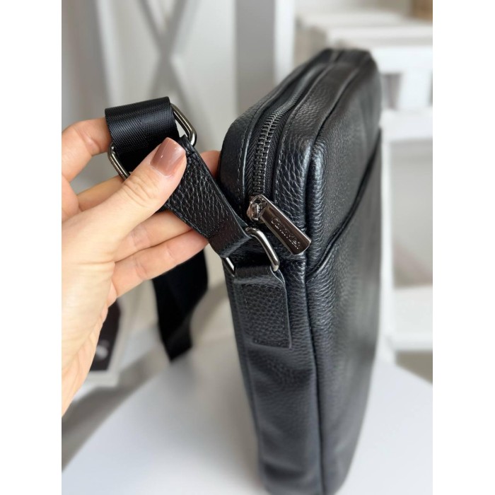 Чоловіча сумка натуральна преміум  шкіра Чорна