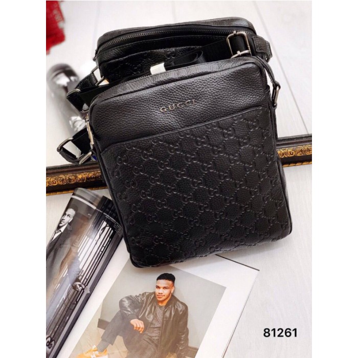 Чоловіча сумка натуральна преміум  шкіра Чорна