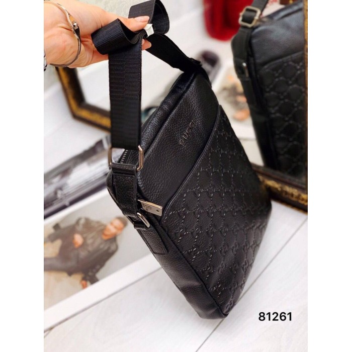 Чоловіча сумка натуральна преміум  шкіра Чорна