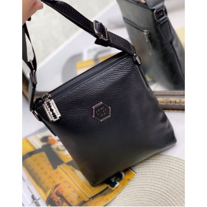 Чоловіча сумка натуральна преміум  шкіра Чорна