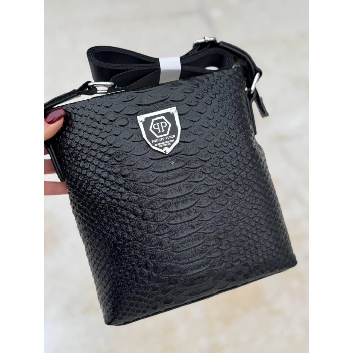 Чоловіча сумка натуральна преміум  шкіра Чорна