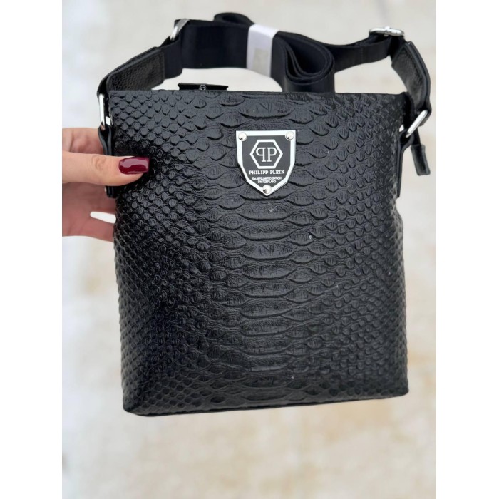 Чоловіча сумка натуральна преміум  шкіра Чорна