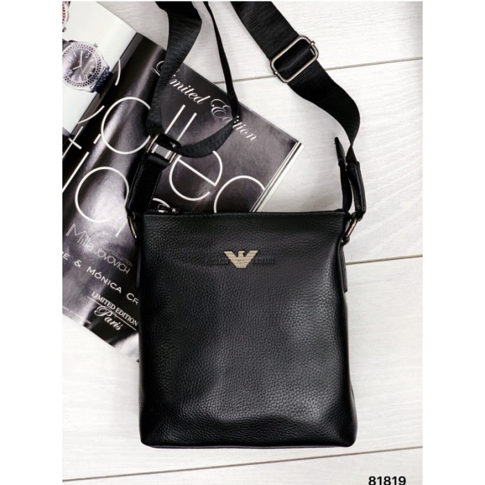 Чоловіча сумка натуральна преміум  шкіра Чорна