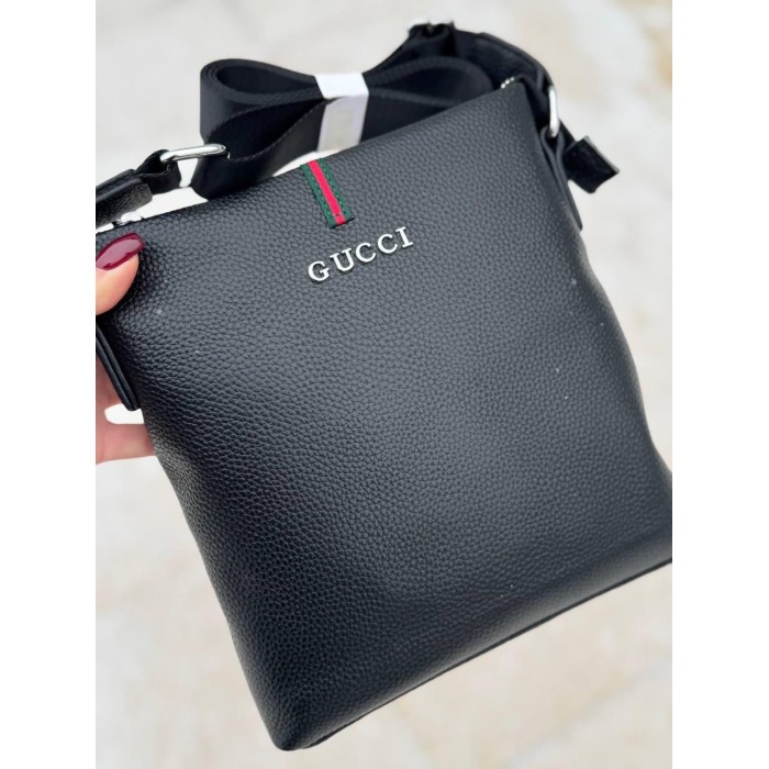 Чоловіча сумка натуральна преміум  шкіра Чорна