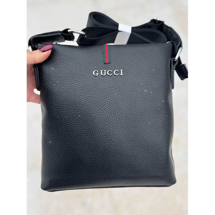 Чоловіча сумка натуральна преміум  шкіра Чорна