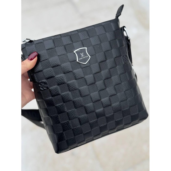 Чоловіча сумка натуральна преміум  шкіра Чорна