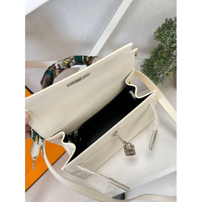 Сумка жіноча люкс натуральна шкіра Айворі, Беж, Чорний