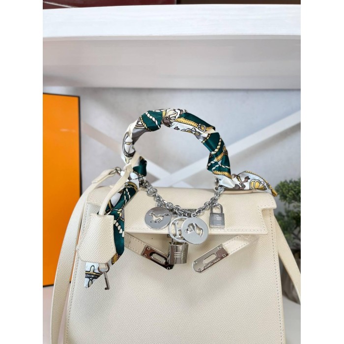 Сумка жіноча люкс натуральна шкіра Айворі, Беж, Чорний