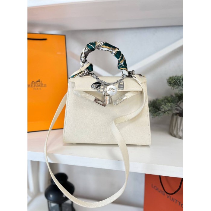 Сумка жіноча люкс натуральна шкіра Айворі, Беж, Чорний