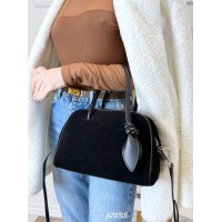 Сумка жіноча валізка комбінована натуральна замша/шкіра Чорна, Шоколад