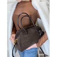 Сумка женская чемоданчик 3 отделения комбинированная натуральная замша/кожа Чёрная,Шоколад Шоколад