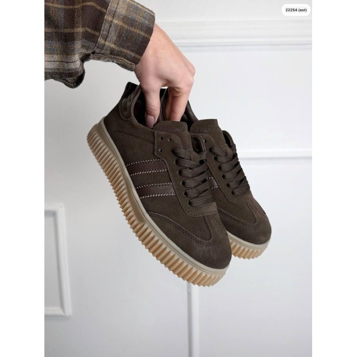 Кеди жіночі натуральна замша/шкіра колір: шоколад 36,37.39,40р