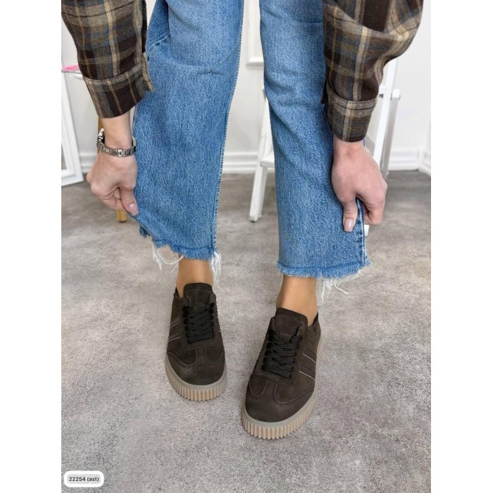 Кеди жіночі натуральна замша/шкіра колір: шоколад 36,37.39,40р