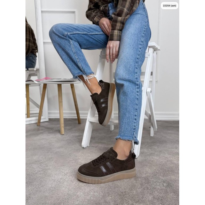 Кеди жіночі натуральна замша/шкіра колір: шоколад 36,37.39,40р