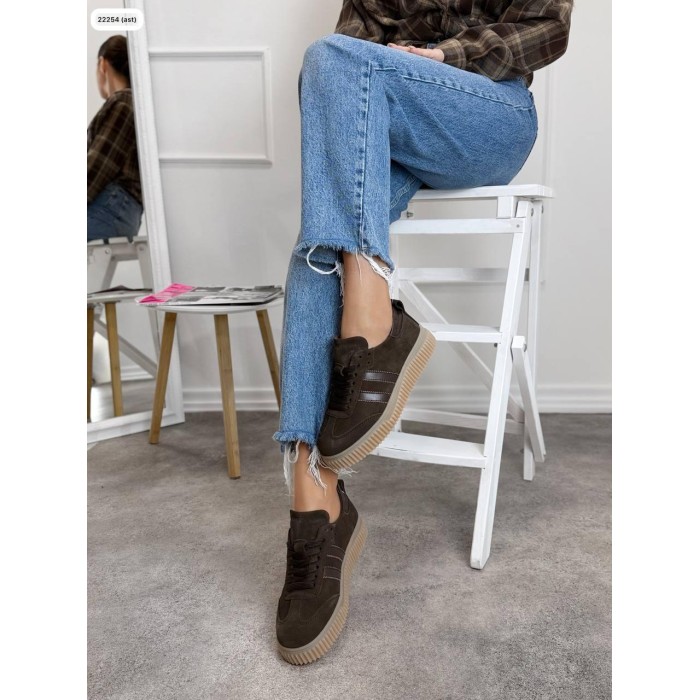 Кеди жіночі натуральна замша/шкіра колір: шоколад 36,37.39,40р