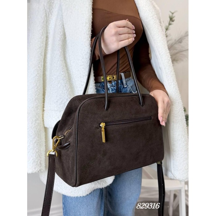 Сумка жіноча комбінована натуральна замша/шкіра Шоколад