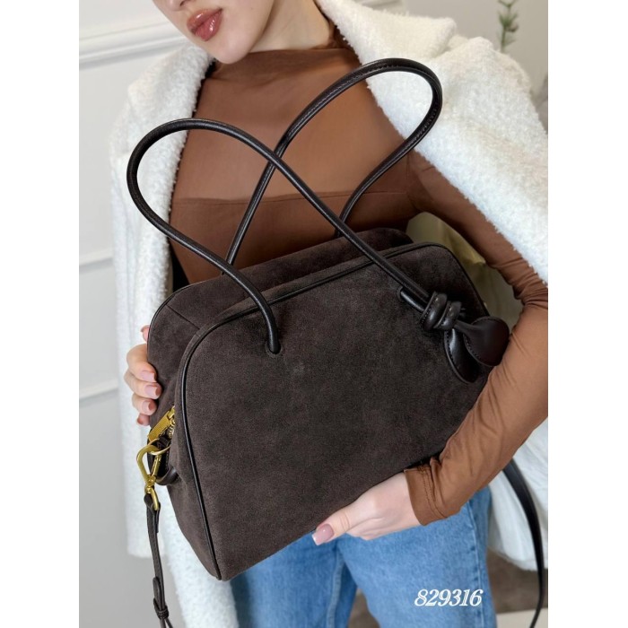 Сумка жіноча комбінована натуральна замша/шкіра Шоколад