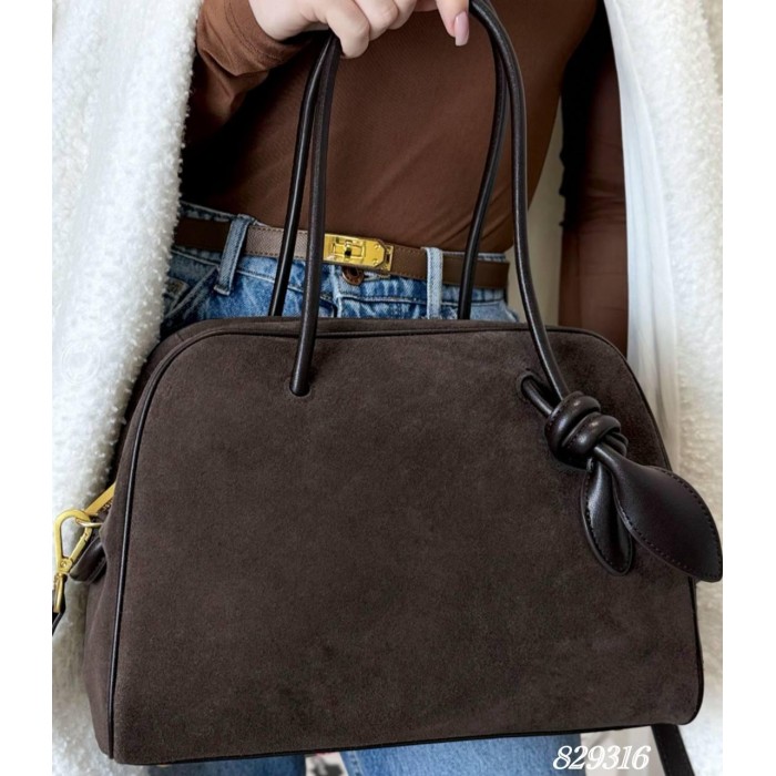 Сумка жіноча комбінована натуральна замша/шкіра Шоколад