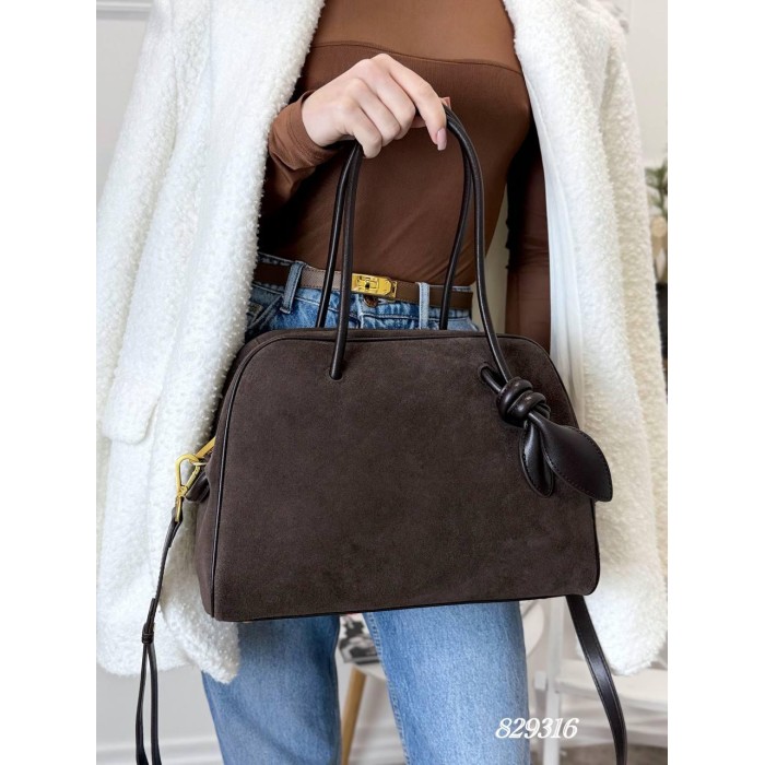 Сумка жіноча комбінована натуральна замша/шкіра Шоколад