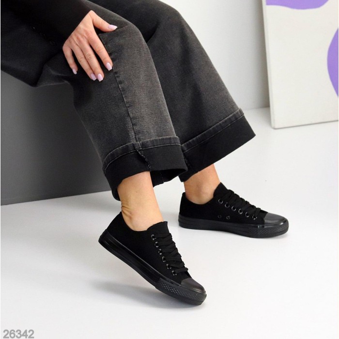 Кеди жіночі текстиль чорні на 35.5,36,37,38,39,40р