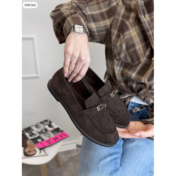 Туфлі/Лофери жіночі натуральна замша колір: Шоколад 37р