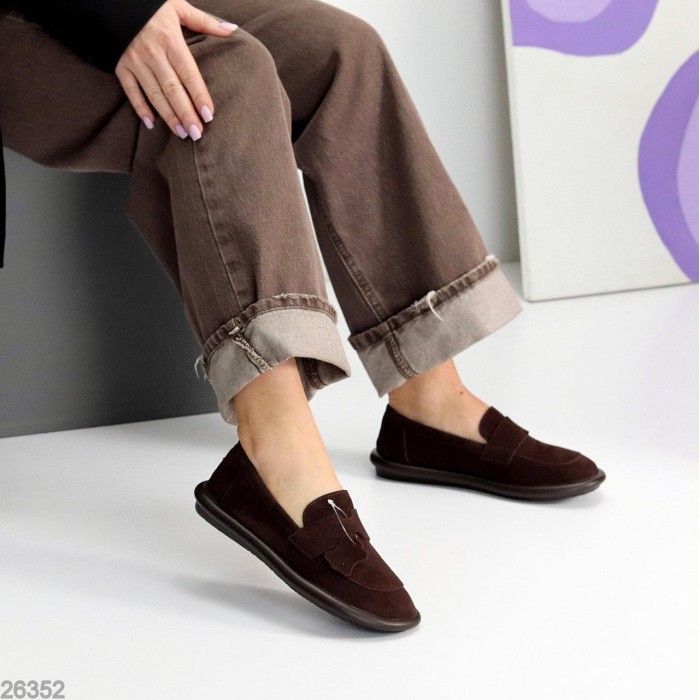 Мокасини жіночі натуральна замша колір-шоколад на 36,37,40,41р