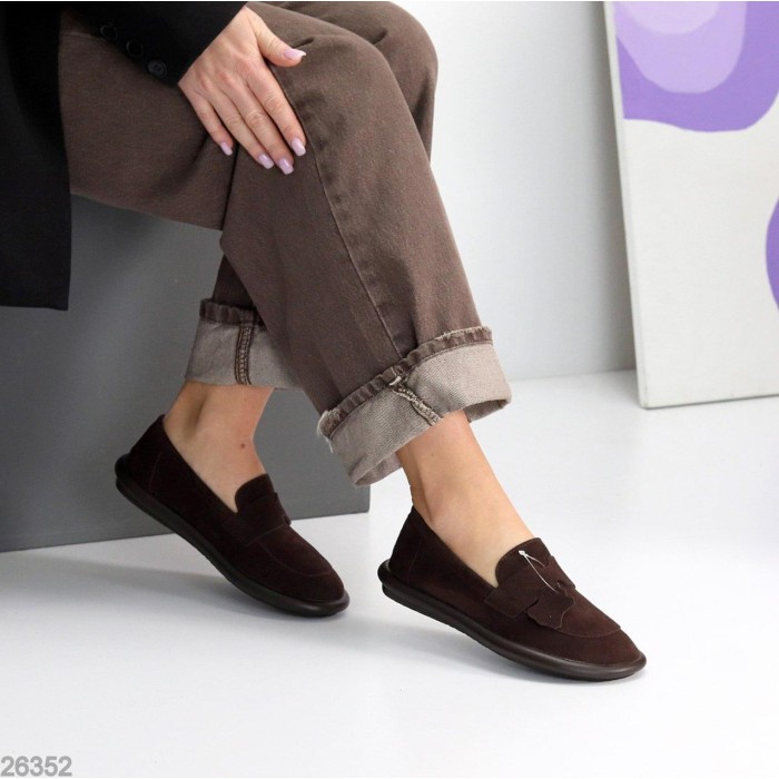 Мокасини жіночі натуральна замша колір-шоколад на 36,37,40,41р