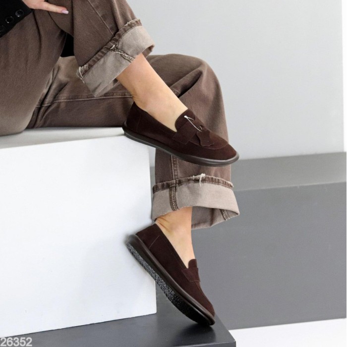 Мокасини жіночі натуральна замша колір-шоколад на 36,37,40,41р