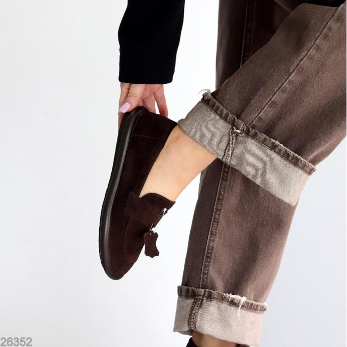 Мокасини жіночі натуральна замша колір-шоколад на 36,37,40,41р