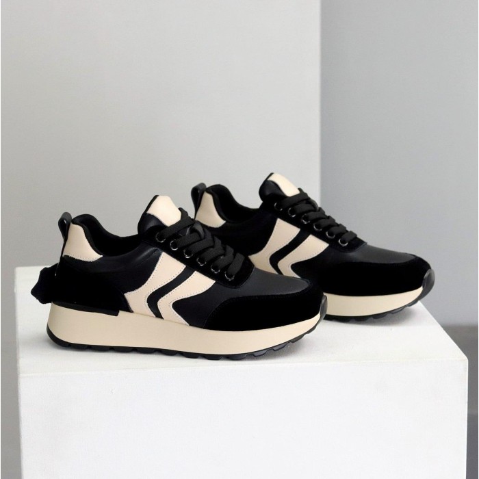 Кросівки жіночі натуральна шкіра/замша чорні 36,37,38,39,40,41р