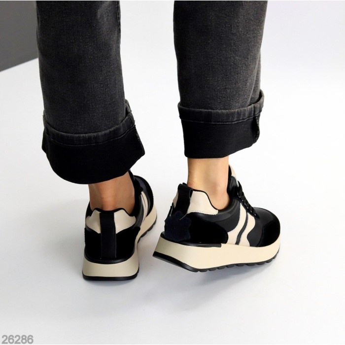 Кросівки жіночі натуральна шкіра/замша чорні 36,37,38,39,40,41р