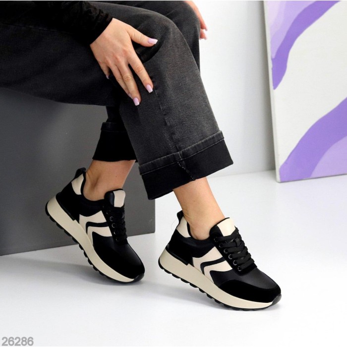 Кросівки жіночі натуральна шкіра/замша чорні 36,37,38,39,40,41р