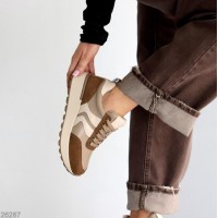 Кросівки жіночі натуральна-шкіра/натуральна-замша колір-бежевий 36,37,38,39,40р